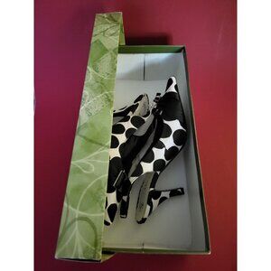 J. Renee Black & White Polka Dot High Heel Sling Back Shoe Size 8